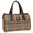 Burberrys Nova Check Boston Bag Canvas Beige Auth ep4663 - Autre Marque