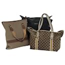 Sac à épaule en toile GG Burberry Celine Gucci en cuir 3 pièces beige noir Auth 72897