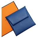 Hermes Dark Blue Leather Coin Purse - Hermès