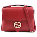 Bolso de hombro de cuero rojo oscuro Gucci