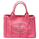 Borsa tote in tela di cotone rosa Canapa di Prada