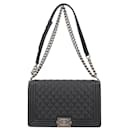 Chanel Boy Shoulder Bag in Black Caviar Leather