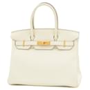 Sac à main Hermès Birkin 30 en cuir Togo blanc cassé