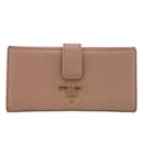 Portefeuille long Prada Saffiano en beige