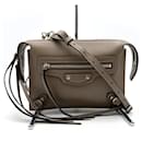 Balenciaga Brown Greige Leather Shoulder Bag