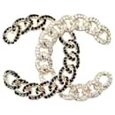 Chanel Gold and Black Rhinestone Pin Brooch