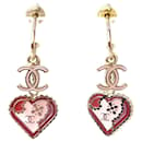 Boucles d'oreilles pendantes Chanel Swing CC avec motif cœur