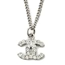 Chanel Silver Rhinestone Pendant Necklace