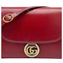 Bolso de hombro de cuero rojo Gucci GG Marmont