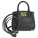 Salvatore Ferragamo Black Leather Shoulder Bag