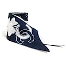 Chanel Silk Scarf in Navy and White