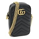 Gucci GG Marmont Black Leather Pochette Shoulder Bag