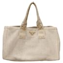 Sac fourre-tout en toile beige Prada