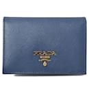 Porte-cartes Prada Saffiano en Bluette