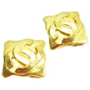 Chanel Coco Mark Metal Gold Clip Earrings