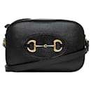 Bolsa de ombro de couro preto Horsebit da Gucci