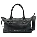 Salvatore Ferragamo Black Leather Shoulder Bag