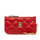 Porte-cartes en cuir rouge Medusa de Versace