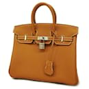 Sac à main Hermes Birkin 25 en cuir Togo doré - Hermès