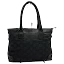 Sac fourre-tout en nylon et cuir noir Gucci