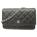 Chanel Black Lambskin Shoulder Wallet