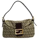 Bolso de hombro Fendi de lona/cuero Zucchino marrón