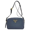 Sac à épaule en cuir bleu marine Prada