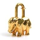 Hermes Gold Metal Padlock with Elephant Motif - Hermès