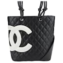 Sac fourre-tout en cuir noir Chanel Ligne Cambon