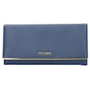 Portefeuille long en cuir Saffiano Prada