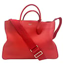 Salvatore Ferragamo Red Leather Shoulder Tote Bag