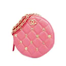 Bolso de hombro de piel de cordero rosa Chanel