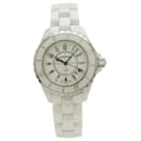 Montre à quartz pour femmes Chanel J12 en céramique blanche 33 mm Date H0968