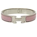 Hermes Click Crack Rose Dragee Silver Bangle - Hermès