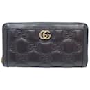 Portefeuille long en cuir noir Gucci