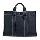 Hermes Black Cotton Handbag Tote - Hermès