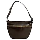 Burberry Nova Check Pattern Leather Canvas Shoulder Tote Bag