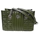 Bolsa tote de couro verde Gucci GG Marmont