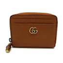 Porta-moedas de couro marrom Gucci