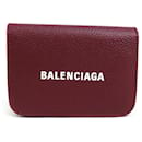 Portefeuille trifold en cuir Bordeaux Balenciaga