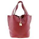 Hermes Picotin Handbag in Red Taurillon Clemence Leather - Hermès