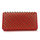 Portefeuille long bifold en cuir rouge Christian Louboutin