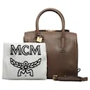 MCM Visetos braune Leder-Handtasche Schultertasche