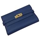 Portefeuille Hermes Kelly Moyen en Agate Bleue - Hermès