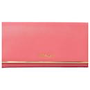 Prada Long Wallet in Peonia Saffiano Metal