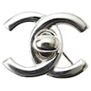 Chanel Silver Pin Brooch with Turn Lock Motif