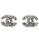 Chanel Gunmetal Rhinestone Stud Earrings