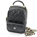 Bolso de hombro de piel de cordero negro Chanel