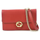 Borsa a tracolla in pelle rossa Gucci