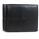 Billetera bifold de cuero negro Bottega Veneta